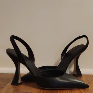 M. Gemi Black Slingback Heels. Mia Due. Size 36.5 (6.5). Made In Italy.  NWB
